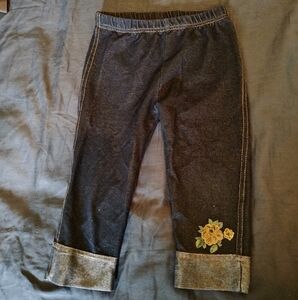 Kids Jeggings With Painted Floral Design 5T